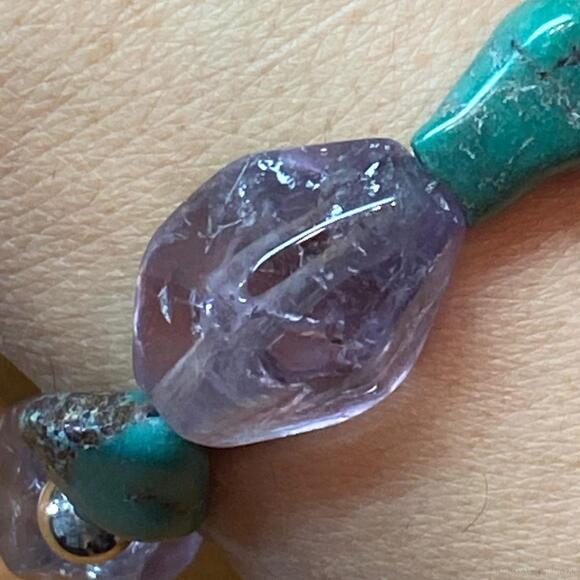 Carolyn Pollack Sterling Silver Amethyst & Green Turquoise Bracelet For Women - Picture 3 of 10